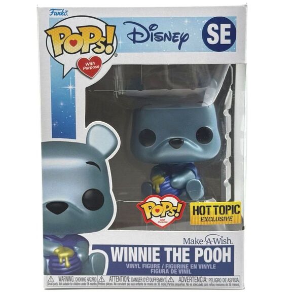 Funko POP Disney Winnie the Pooh SE Blue Metallic Make A Wish HT Exclusive - Picture 1 of 5